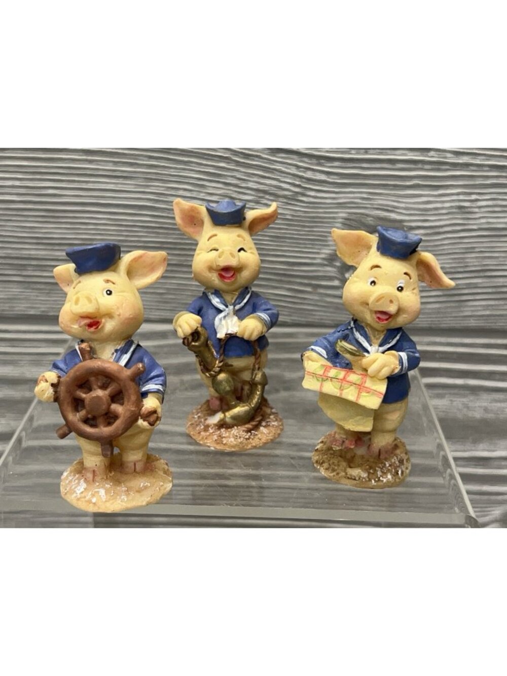 Sailor Pig Figurines Set of 3 Nautical Theme Miniatures Three Little Pigs 2.5”